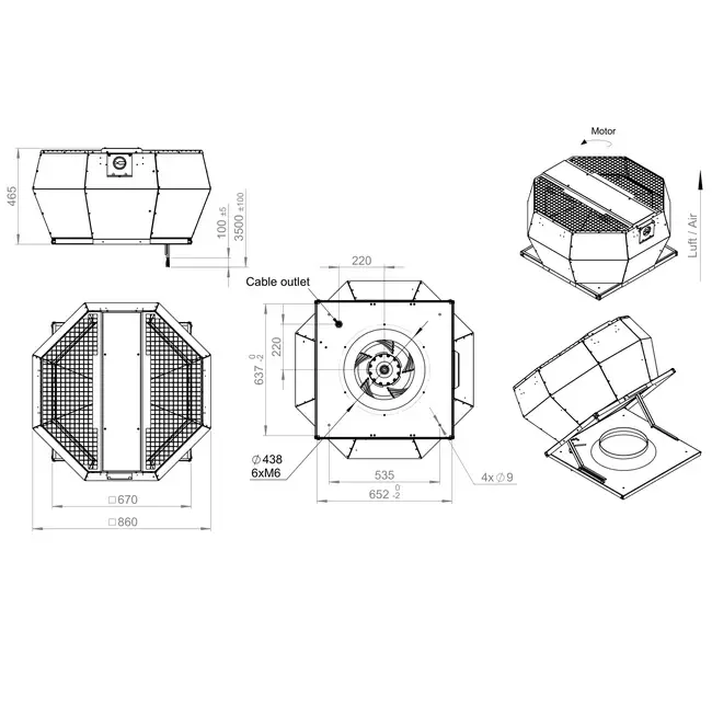 Dachventilator vertikale Konstantdruckregelung - DVA 450 EC O CRK 03