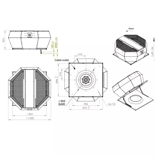 Dachventilator vertikale Konstantdruckregelung - DVA 560 EC O CRK 01