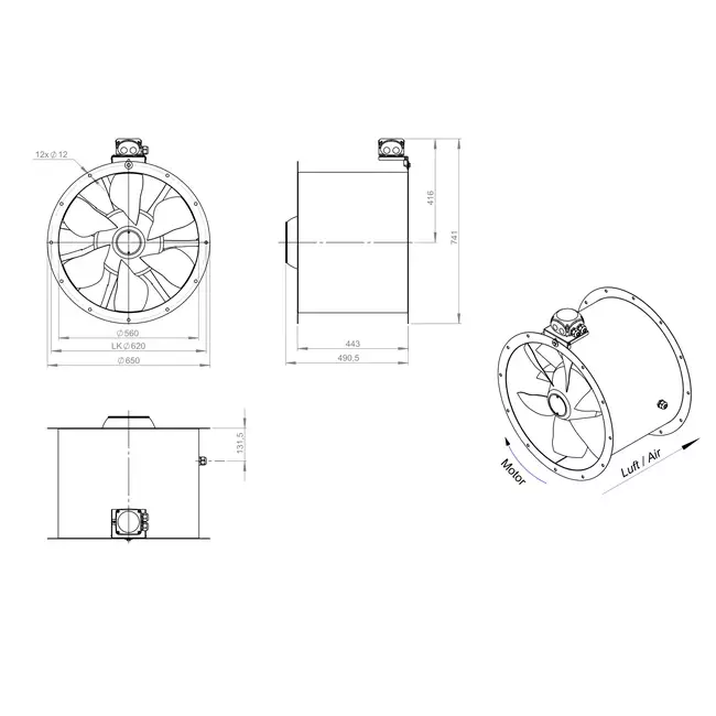 Axiallüfter 560 mm - AL 560 D4 04 CFG