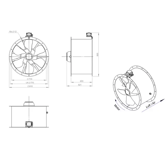Axialer Kanalventilator 710 mm - AL 710 D4 02 CFG
