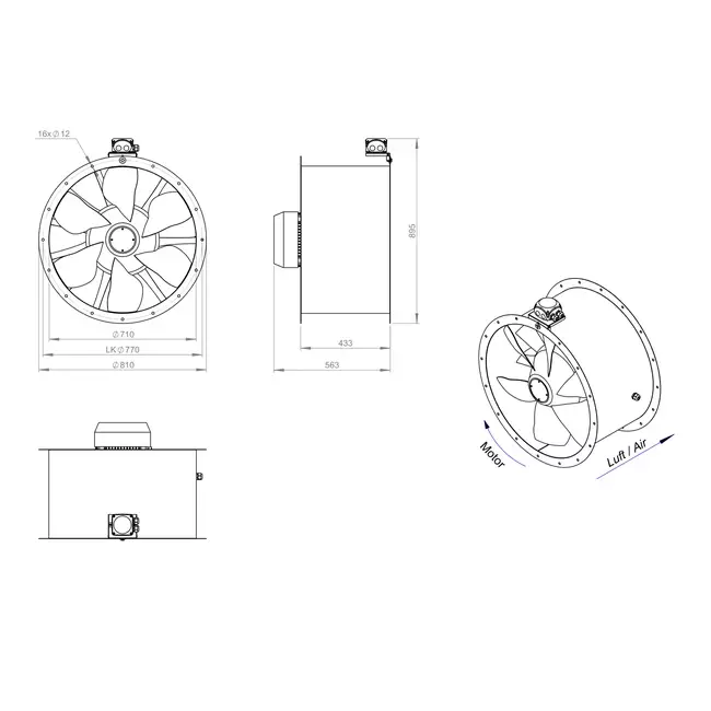 Axialer Kanalventilator 710 mm - AL 710 D4 03 CFG