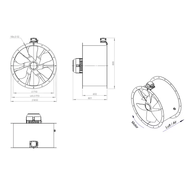 Axialer Kanalventilator 710 mm - AL 710 D84U 01 CFG