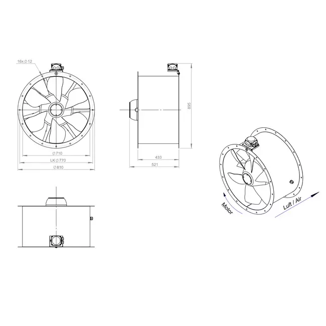 Axialer Kanalventilator 710 mm - AL 710 D6 01 CFG