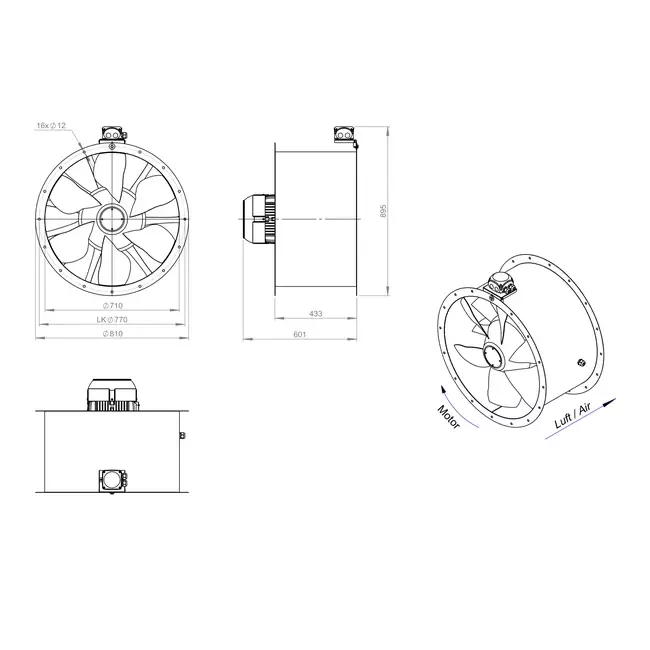 Axialer Kanalventilator 710 mm - AL 710 D6 02 CFG