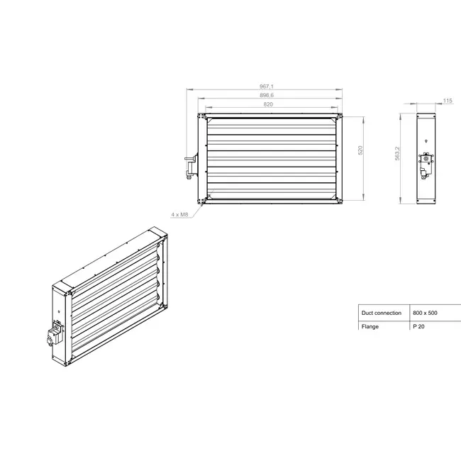 Motor-Absperrklappe mit 3-Punkt-Ansteuerung für ETA K / PHE 4200/5000 V – MAK V E 01 02 3P