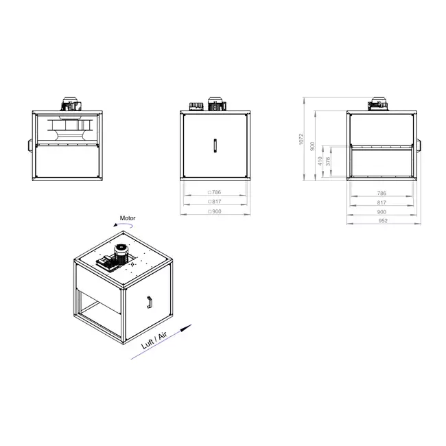 Außenlüftermotor für linearen Durchfluss - MPC TI 500 EC K01