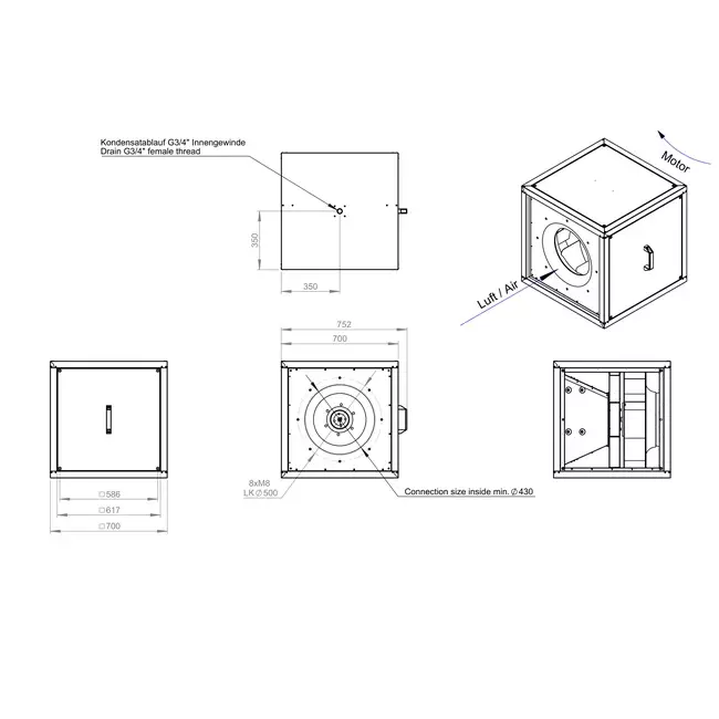 Kastenventilatormotor Außenluftstrom - MPC T 500 EC K01