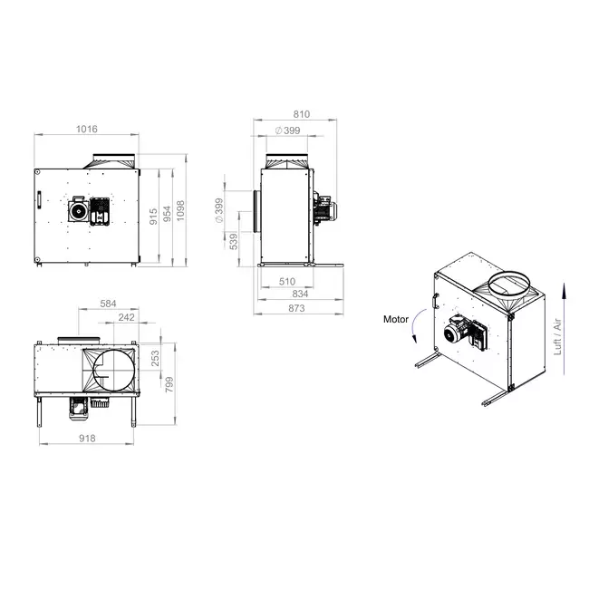 Kastenventilatormotor externer Luftstrom - MPS 500 EC I K 01