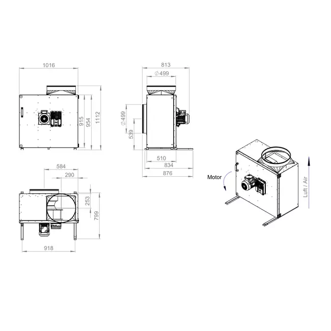Kastenventilatormotor externer Luftstrom - MPS 560 EC I K 01
