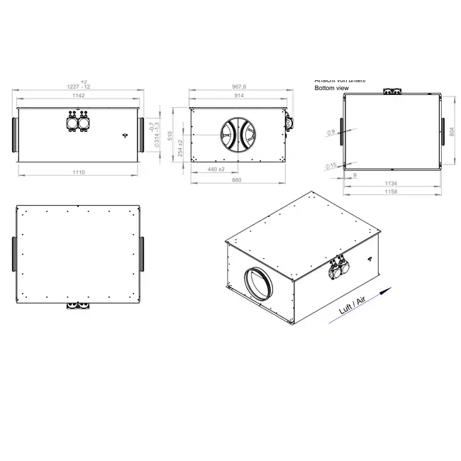 Rohrventilator 280 mm isoliert energieeffizient - EM DUO 280 EC K 01