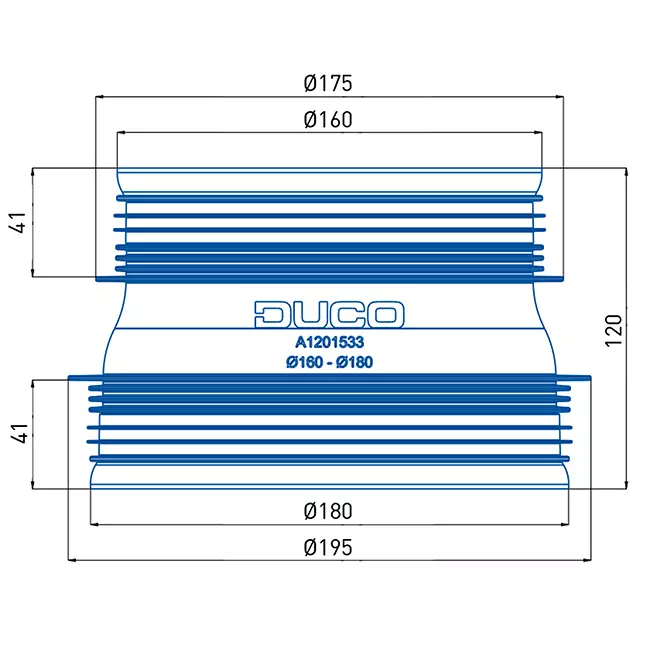 Duco Anschlussstück mit Gummi D160-D180 (M/M)