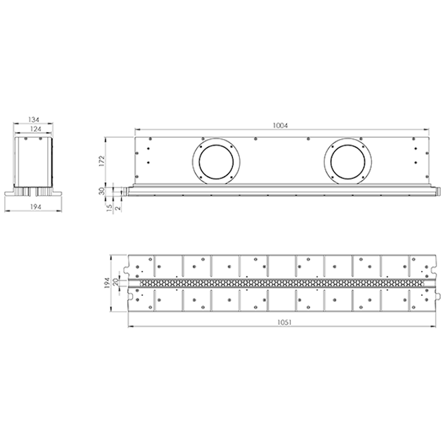 Ergovent rahmenloser Schlitzauslass 1050 mm mit Anschlussdurchmesser 125 mm - Klimatisierung - 1 Schlitz
