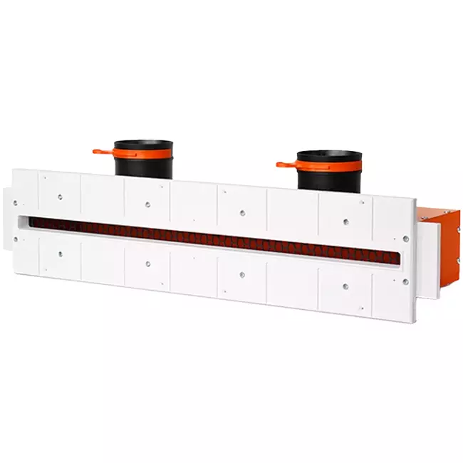 Ergovent verputzbarer rahmenloser Schlitzdurchlass 600 mm mit Anschlussdurchmesser 75 mm - Profil
