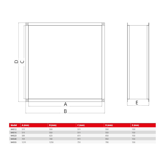 Maxivent flexibler Rechteckverbinder für M4512 horizontal/flaches Profil - FC