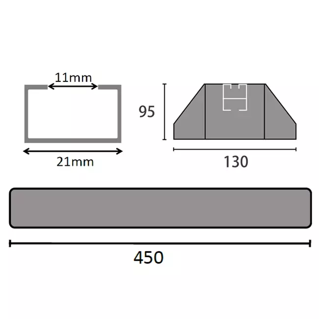 ClimaConnect Montageschiene aus schwingungsdämpfendem Gummi 450 mm