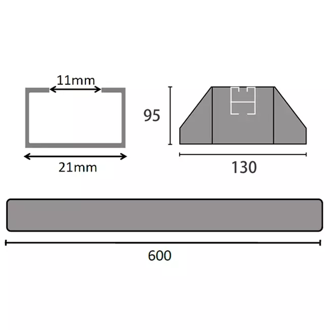 ClimaConnect-Montageschiene aus vibrationsabsorbierendem Gummi 600 mm