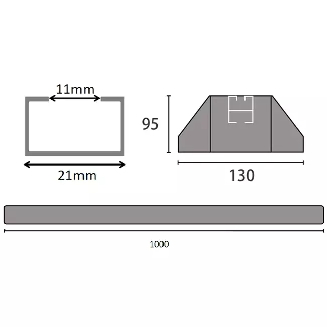ClimaConnect Montageschiene aus schwingungsdämpfendem Gummi 1000 mm