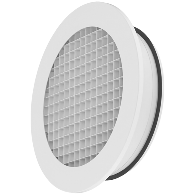 Rundes Wandgitter aus Aluminium mit festem Gitter - 250 mm - RAL 9003