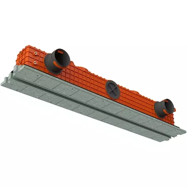 Ergovent verputzbarer rahmenloser Schlitzdurchlass 1050 mm mit Anschlussdurchmesser 75 mm - Modular - 1 Schlitz