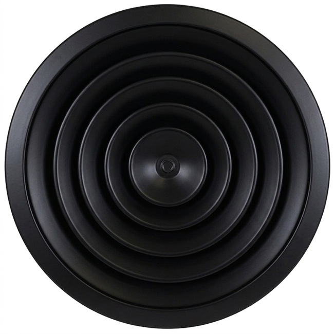 Deckendiffusor rund mit festem Muster Ø 150 mm - RAL9005 30% Glanz