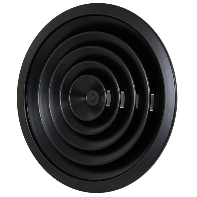 Deckendiffusor rund mit festem Muster Ø 150 mm - RAL9005 30% Glanz