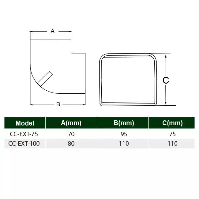 ClimaConnect Außenbogen für Montageschacht 75 mm - RAL 9010