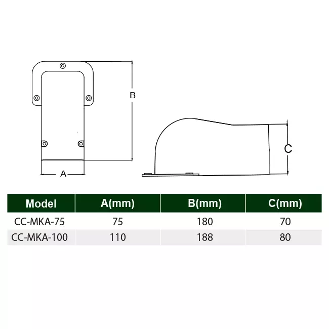ClimaConnect Wandkappe für Montageschacht 100 mm - RAL 9010