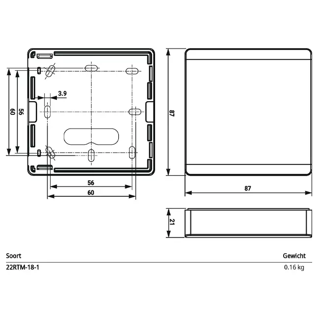Belimo Raumfühler für CO₂, Feuchte und Temperatur - MP-Bus - 22RTM-18-1