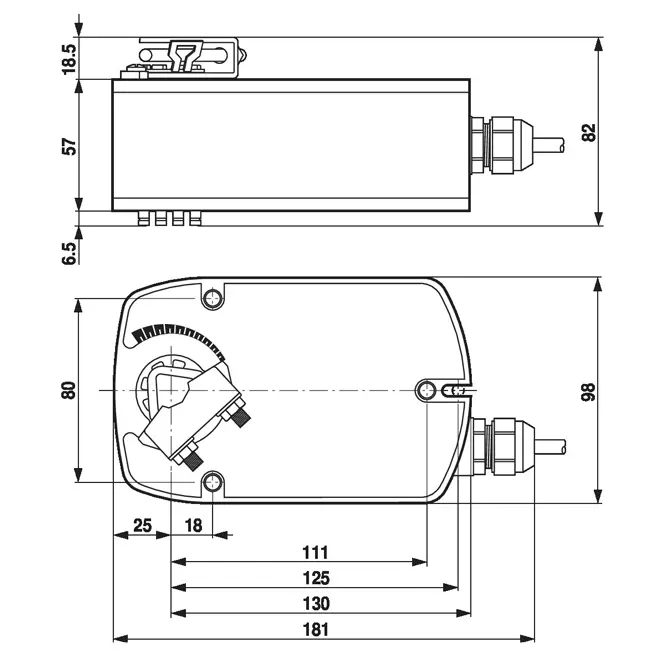 Belimo Regelventilantrieb mit Federrücklauf 24V - 2-10V - MP-Bus - 4 Nm - LF24-SR
