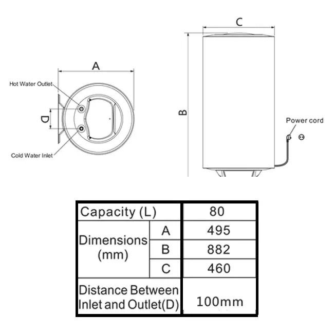 Kizura elektrischer Warmwasserbereiter 80L