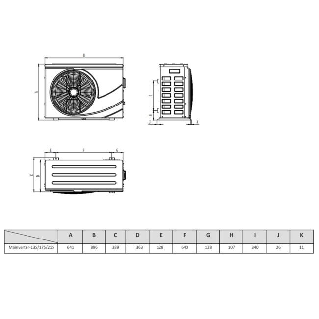 Kizura Maxinverter-13S Schwimmbadwärmepumpe 230V R32 12,8 kW