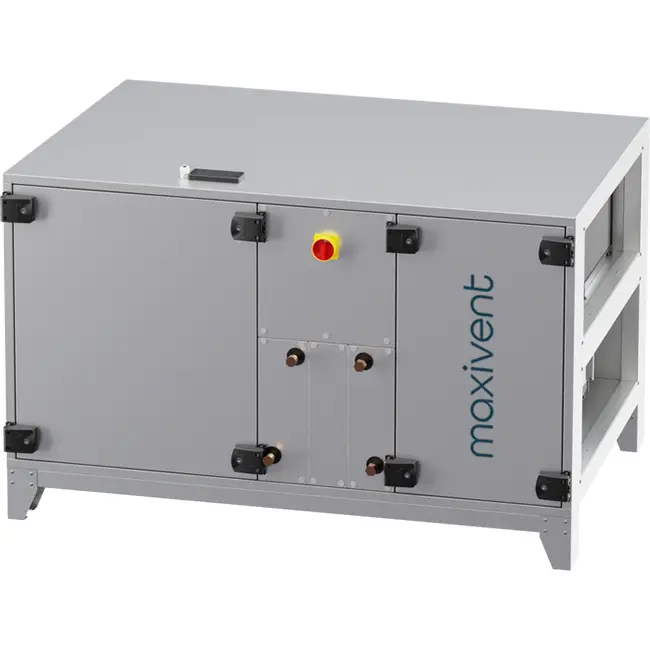 Maxivent WTW-Lüftungsgeräte mit Wärmerad, 3400 m³/h, mit Warmwasserregister und DX-Kühlung, horizontal links – RHE 3400 H WDJL