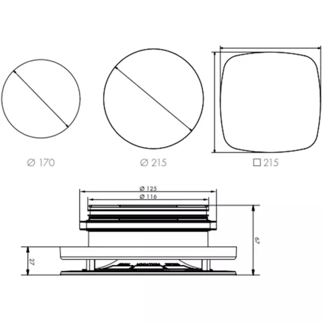 Vent-Axia UniflexPlus RVV 125mm einstellbares Ventil quadratisch - weiß