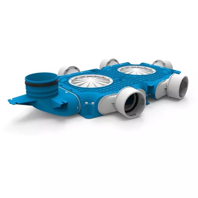 Uniflexplus zusammengesetzter Verteiler 5x Ø90mm mit vertikaler Tülle Ø125mm
