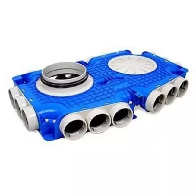 Vent-Axia Uniflexplus zusammengesetzter Verteiler mit seitlichem Anschluss 18 x Ø69mm mit Tülle Ø180mm