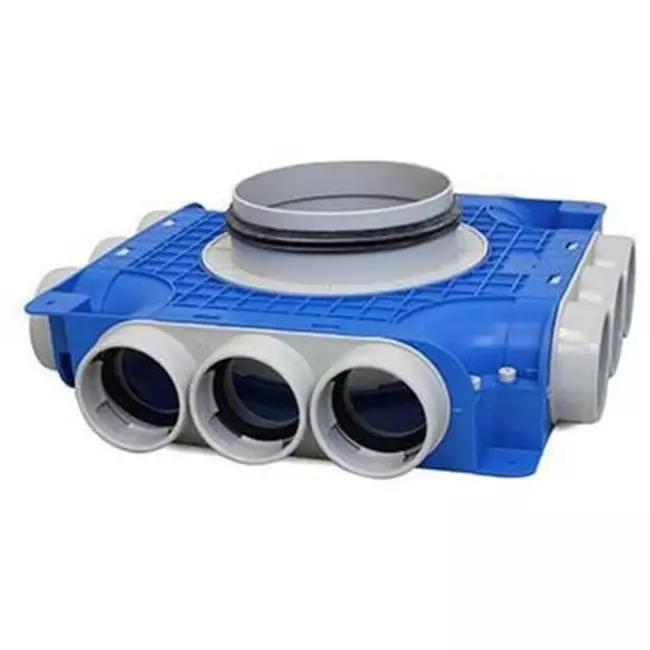 Vent-Axia Uniflexplus Unterverteiler mit seitlichem Anschluss 12 x Ø69mm mit  Ø180mm Tülle
