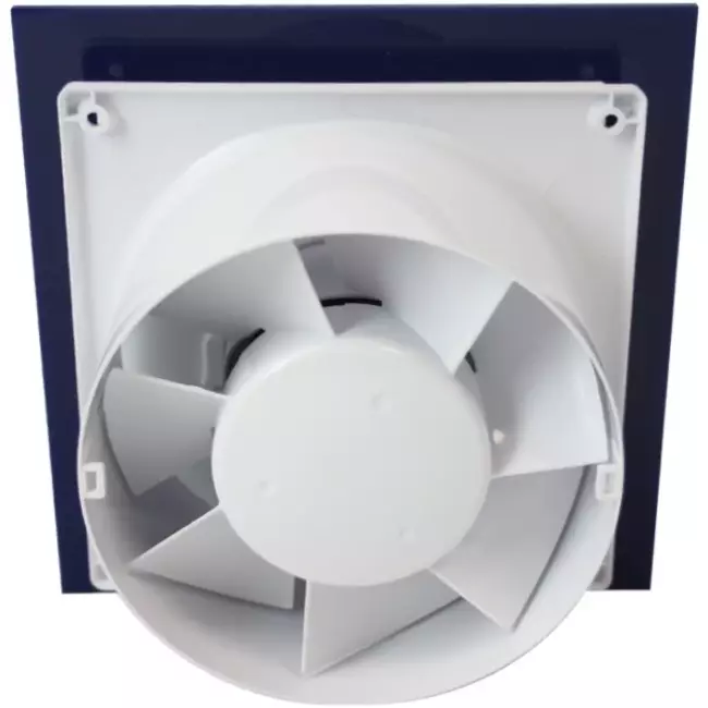 Air Roxy Badlüfter mit Anschlussdurchmesser 100 mm mit Timer und Feuchtigkeitssensor - Front aus blauem Kunststoff