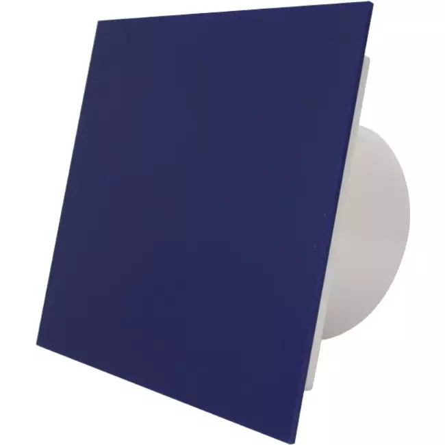 Air Roxy Badlüfter mit Anschlussdurchmesser 100 mm mit Timer und Feuchtigkeitssensor - Front aus blauem Kunststoff