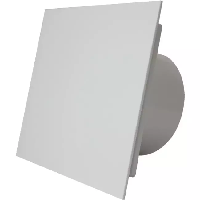 Badlüfter  Ø 100 mm - Front aus glänzend weißem Kunststoff