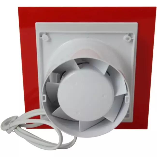 Air Roxy Badlüfter mit Anschlussdurchmesser 100 mm mit Zugschnur und Stecker - Kunststofffront rot