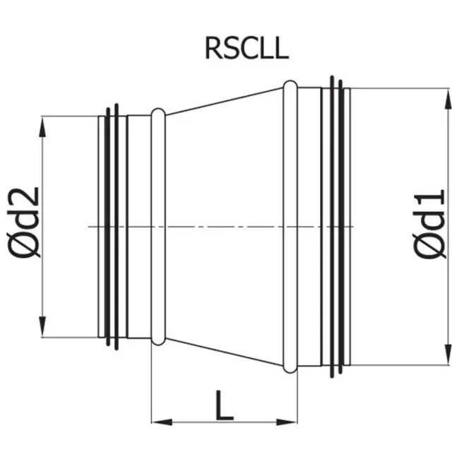 Reduzierstück Ø 315mm - Ø 125mm für Wickelfalzrohre