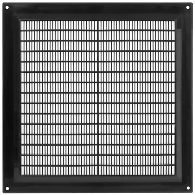 Lüftungsgitter Kunststoff (rechteckig mit Grill) 250x250 Schwarz - VR2525M
