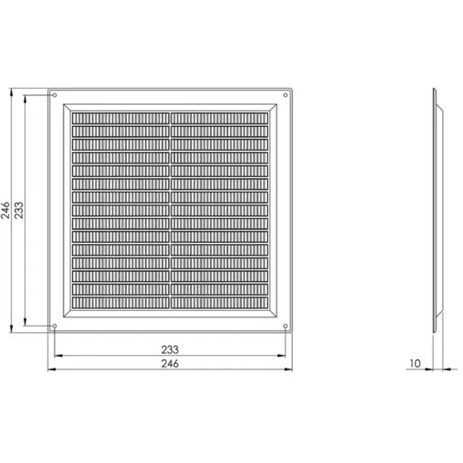 Lüftungsgitter quadratisch mit Grill Grau 250x250mm VR2525P