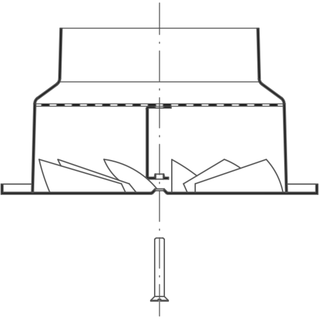 Dralldurchlass mit zentrale Schraubbefestigung 160 mm mit Übergangsstück für oberanschluss 125 mm - Mischfarbe RAL 9005