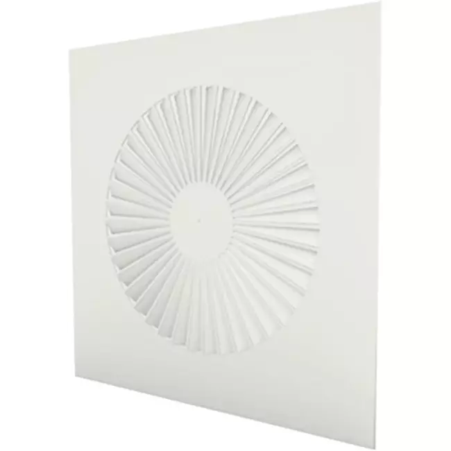 Dralldurchlass quadratisch 600x600 feste Lamellen 350 mm und unisoliertem Anschlusskasten mit Seitenanschluss 160 mm - Mischfarbe RAL 9010