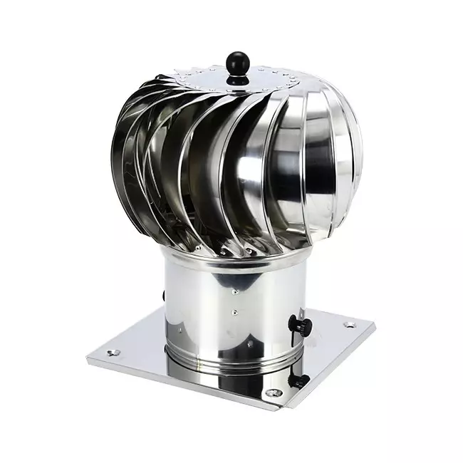 Windbetriebener Dachventilator Edelstahl mit Haube inkl. Dachplatte - 65m³/h
