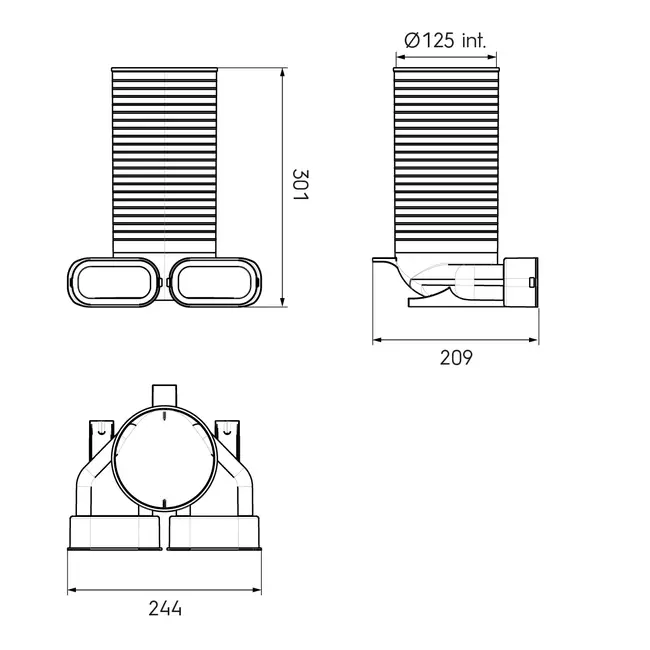 Ubbink Air Excellent 35SC Ventiladapter 125 2x90°