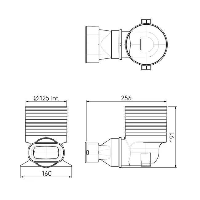 Ubbink Air Excellent 35SC Ventiladapter 125 1x90°