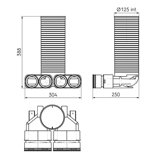 Ubbink Air Excellent 23C Ventiladapter 125 4x90°