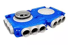 Vent-Axia Uniflexplus Unterverteiler mit seitlichem Anschluss 18 x Ø69mm mit Ø160mm Tülle